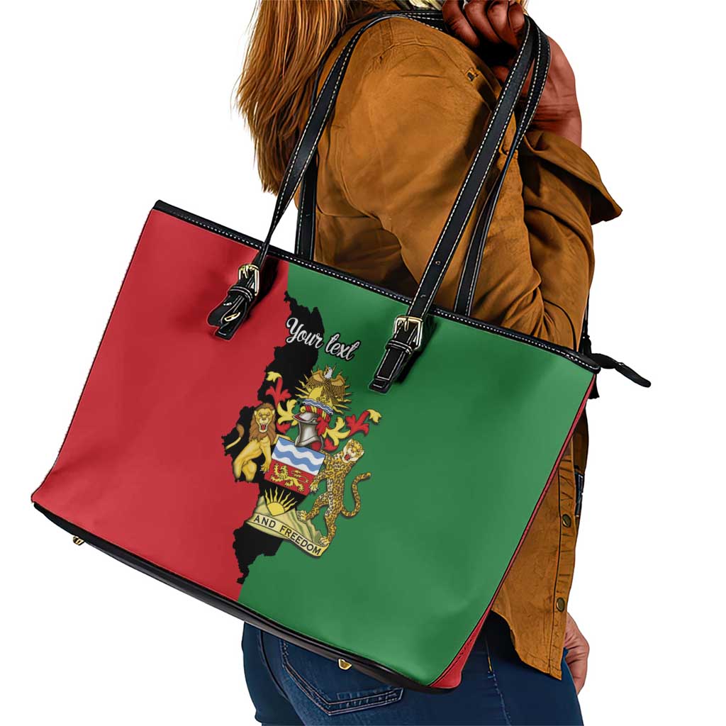 Malawi Flag Map Leather Tote Bag Simple Malawi Emblem Coat of Arms - African Pride
