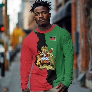 Malawi Flag Map Long Sleeve Shirt Simple Malawi Emblem Coat of Arms - African Pride