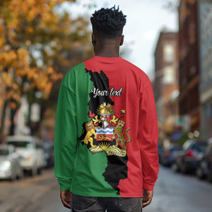 Malawi Flag Map Long Sleeve Shirt Simple Malawi Emblem Coat of Arms - African Pride