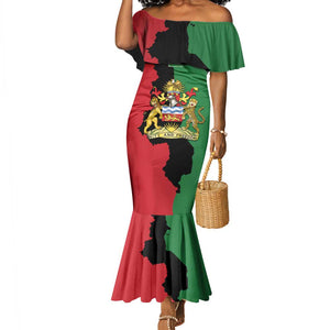 Malawi Flag Map Mermaid Dress Simple Malawi Emblem Coat of Arms - African Pride