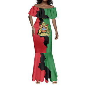 Malawi Flag Map Mermaid Dress Simple Malawi Emblem Coat of Arms - African Pride