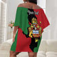 Malawi Flag Map Off Shoulder Short Dress Simple Malawi Emblem Coat of Arms - African Pride