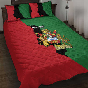 Malawi Flag Map Quilt Bed Set Simple Malawi Emblem Coat of Arms - African Pride