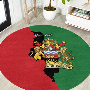 Malawi Flag Map Round Carpet Simple Malawi Emblem Coat of Arms - African Pride