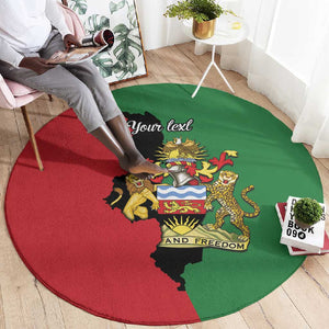 Malawi Flag Map Round Carpet Simple Malawi Emblem Coat of Arms - African Pride
