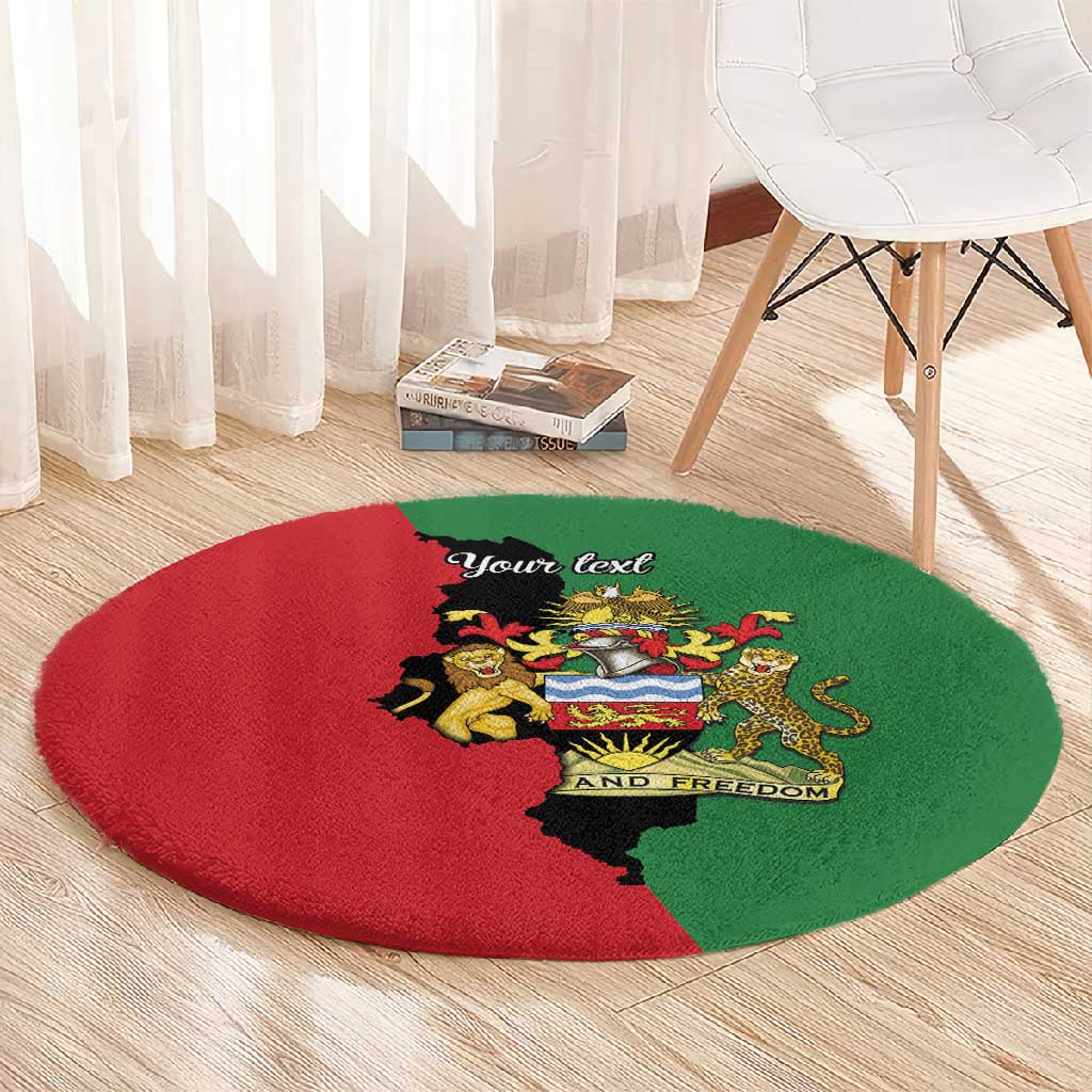 Malawi Flag Map Round Carpet Simple Malawi Emblem Coat of Arms - African Pride