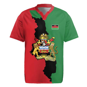 Malawi Flag Map Rugby Jersey Simple Malawi Emblem Coat of Arms - African Pride