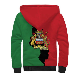 Malawi Flag Map Sherpa Hoodie Simple Malawi Emblem Coat of Arms - African Pride