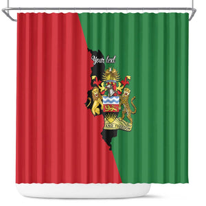 Malawi Flag Map Shower Curtain Simple Malawi Emblem Coat of Arms - African Pride