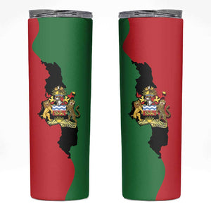 Malawi Flag Map Skinny Tumbler Simple Malawi Emblem Coat of Arms - African Pride