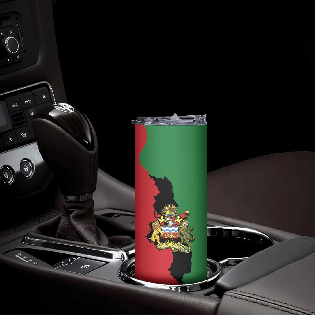 Malawi Flag Map Skinny Tumbler Simple Malawi Emblem Coat of Arms - African Pride