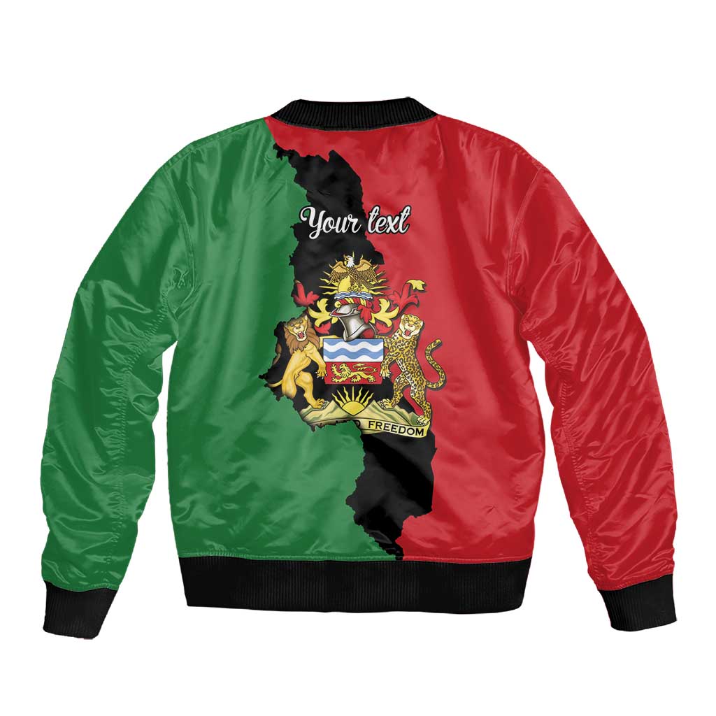 Malawi Flag Map Sleeve Zip Bomber Jacket Simple Malawi Emblem Coat of Arms - African Pride