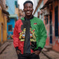 Malawi Flag Map Sleeve Zip Bomber Jacket Simple Malawi Emblem Coat of Arms - African Pride