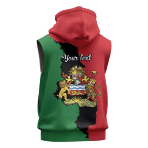 Malawi Flag Map Sleeveless Zip Hoodie Simple Malawi Emblem Coat of Arms - African Pride