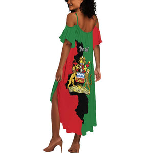 Malawi Flag Map Summer Maxi Dress Simple Malawi Emblem Coat of Arms - African Pride