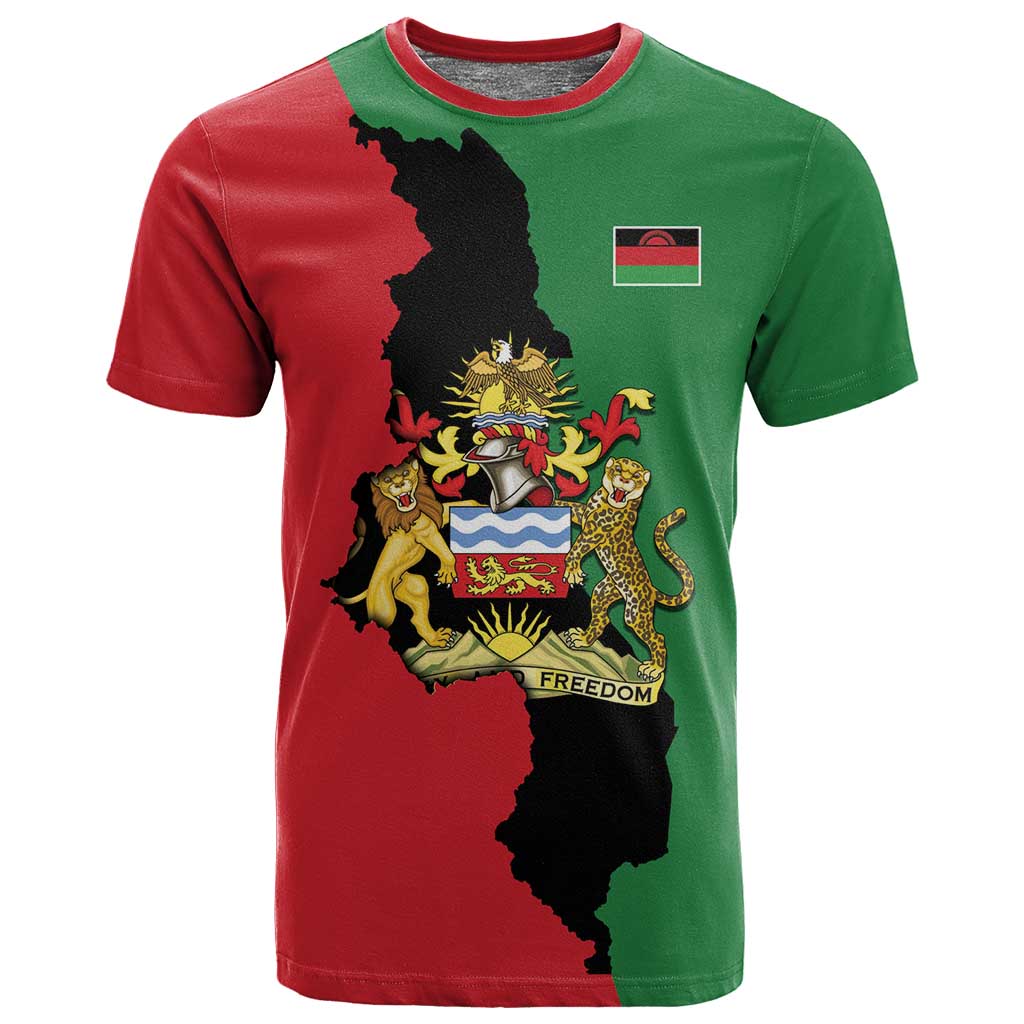 Malawi Flag Map T shirt Simple Malawi Emblem Coat of Arms - African Pride