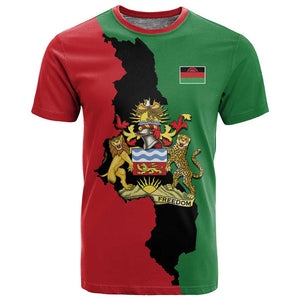 Malawi Flag Map T shirt Simple Malawi Emblem Coat of Arms - African Pride
