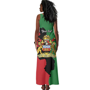 Malawi Flag Map Tank Maxi Dress Simple Malawi Emblem Coat of Arms - African Pride