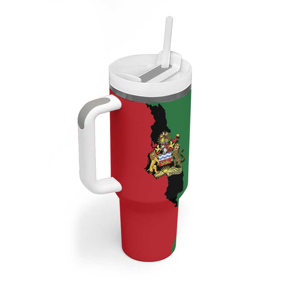 Malawi Flag Map Tumbler With Handle Simple Malawi Emblem Coat of Arms - African Pride