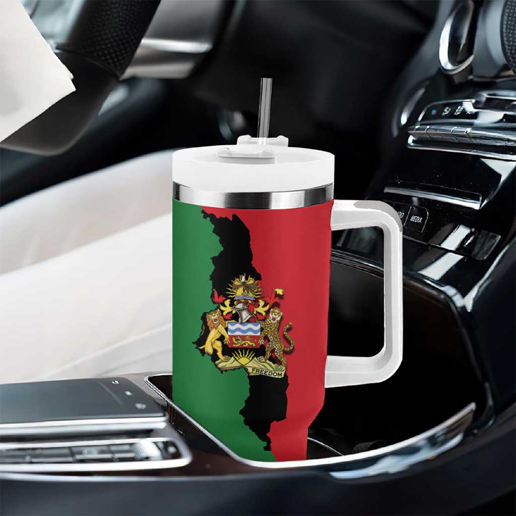 Malawi Flag Map Tumbler With Handle Simple Malawi Emblem Coat of Arms - African Pride