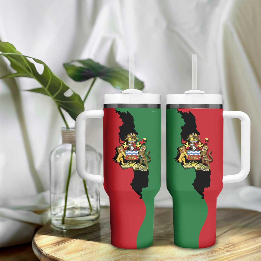 Malawi Flag Map Tumbler With Handle Simple Malawi Emblem Coat of Arms - African Pride