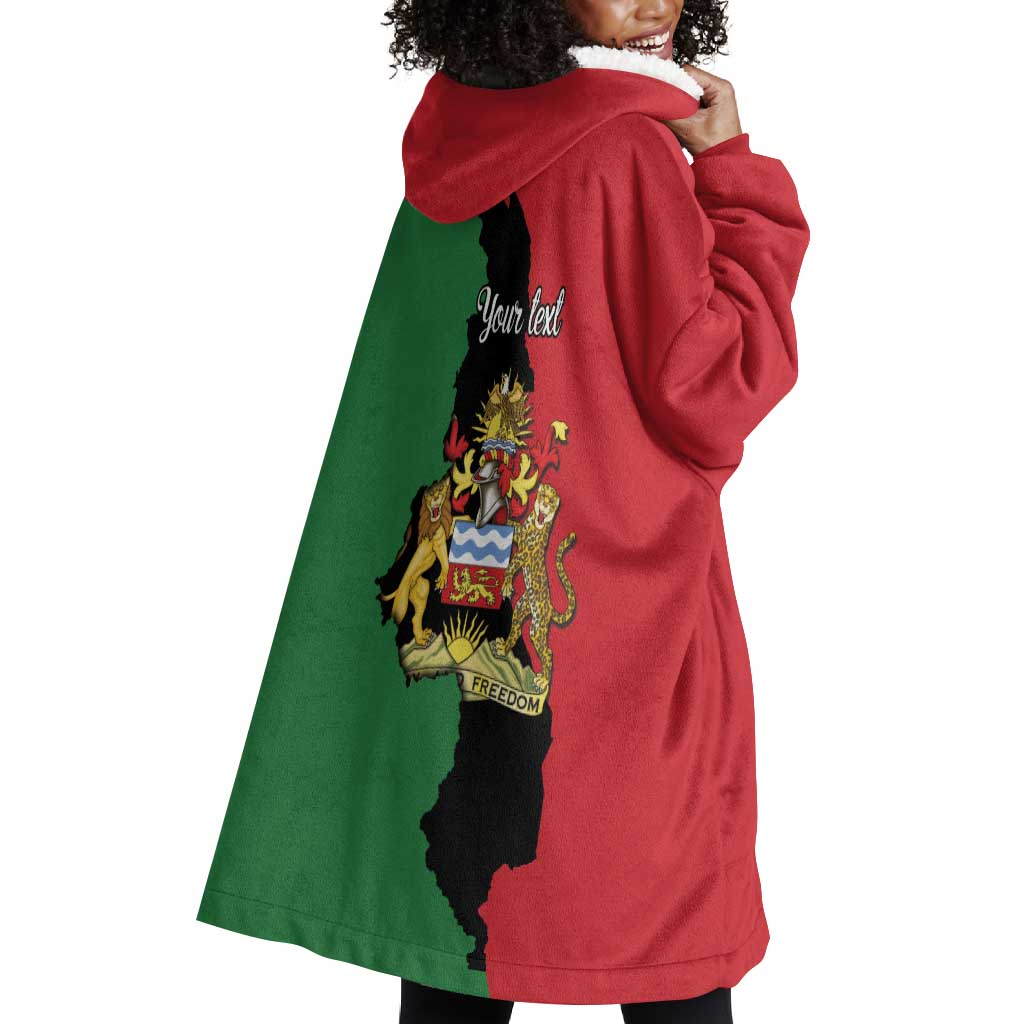 Malawi Flag Map Wearable Blanket Hoodie Simple Malawi Emblem Coat of Arms - African Pride