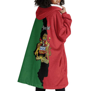 Malawi Flag Map Wearable Blanket Hoodie Simple Malawi Emblem Coat of Arms - African Pride