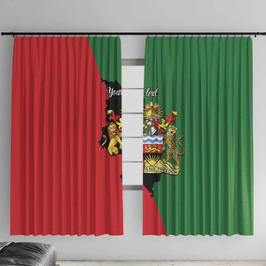Malawi Flag Map Window Curtain Simple Malawi Emblem Coat of Arms - African Pride