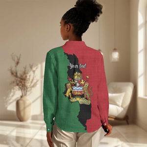 Malawi Flag Map Women Casual Shirt Simple Malawi Emblem Coat of Arms - African Pride
