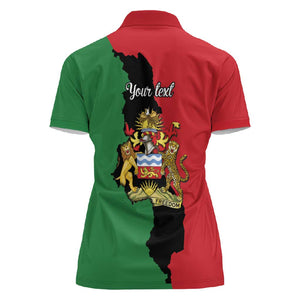 Malawi Flag Map Women Polo Shirt Simple Malawi Emblem Coat of Arms - African Pride