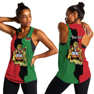 Malawi Flag Map Women Racerback Tank Simple Malawi Emblem Coat of Arms - African Pride