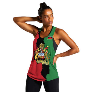 Malawi Flag Map Women Racerback Tank Simple Malawi Emblem Coat of Arms - African Pride