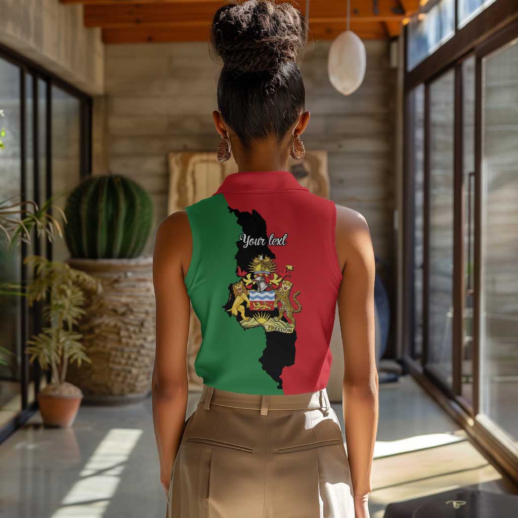 Malawi Flag Map Women Sleeveless Polo Shirt Simple Malawi Emblem Coat of Arms - African Pride