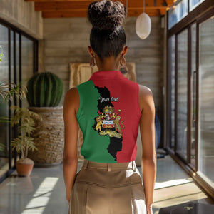 Malawi Flag Map Women Sleeveless Polo Shirt Simple Malawi Emblem Coat of Arms - African Pride