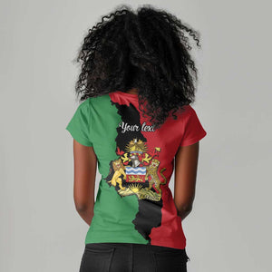 Malawi Flag Map Women V-Neck T-Shirt Simple Malawi Emblem Coat of Arms - African Pride