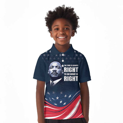 Honor MLK African-American Civil Rights Leaders Kid Polo Shirt The Time Is Always Right To Do What Is Right