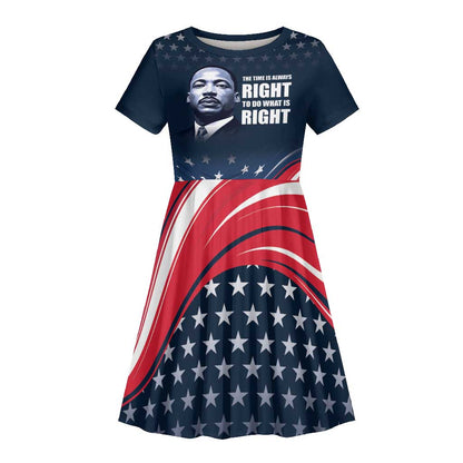 Honor MLK African-American Civil Rights Leaders Kid Short Sleeve Dress The Time Is Always Right To Do What Is Right
