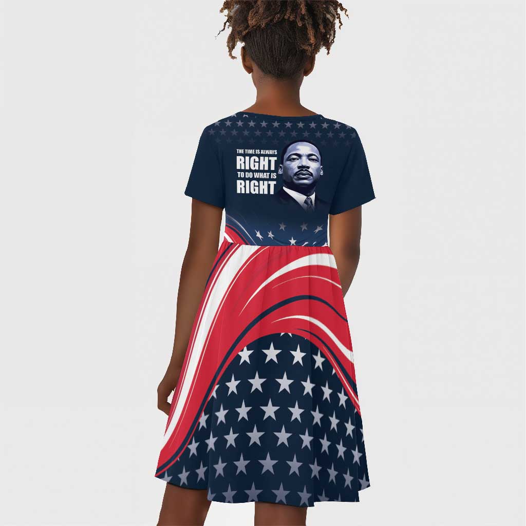 Honor MLK African-American Civil Rights Leaders Kid Short Sleeve Dress The Time Is Always Right To Do What Is Right