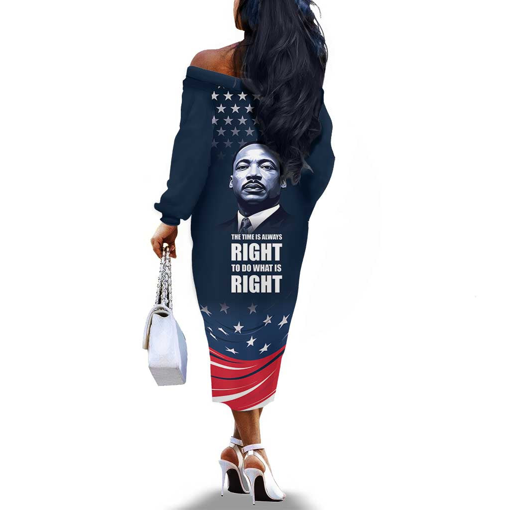 Honor MLK African-American Civil Rights Leaders Off The Shoulder Long Sleeve Dress The Time Is Always Right To Do What Is Right