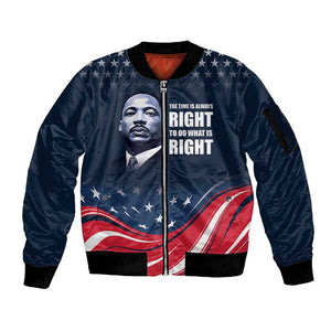 Honor MLK African-American Civil Rights Leaders Sleeve Zip Bomber Jacket The Time Is Always Right To Do What Is Right