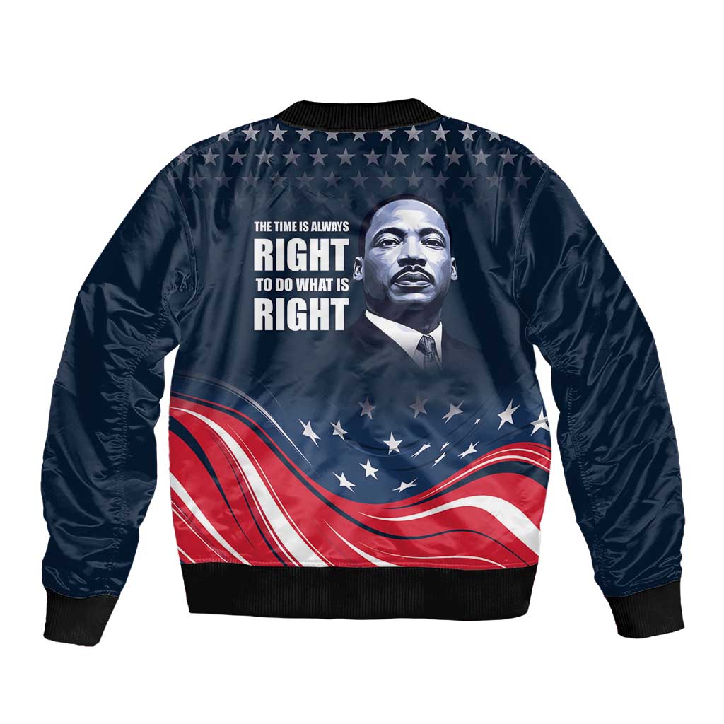 Honor MLK African-American Civil Rights Leaders Sleeve Zip Bomber Jacket The Time Is Always Right To Do What Is Right