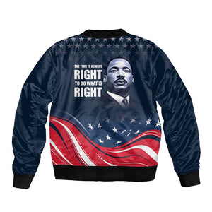 Honor MLK African-American Civil Rights Leaders Sleeve Zip Bomber Jacket The Time Is Always Right To Do What Is Right