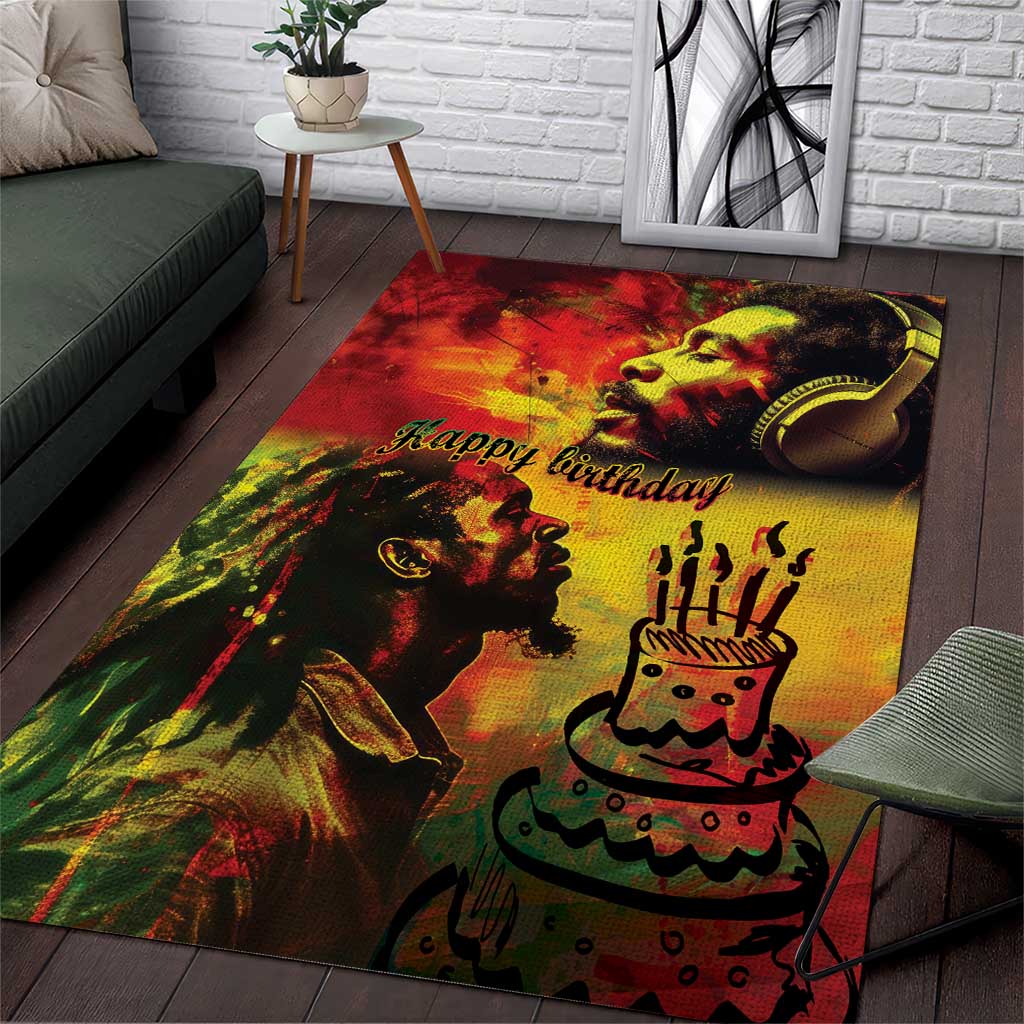 Happy Birthday King of Reggae Area Rug by AfricanPride