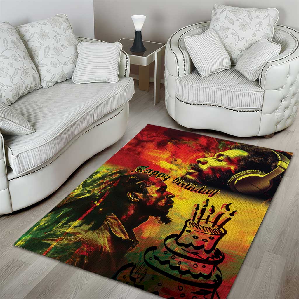 Happy Birthday King of Reggae Area Rug