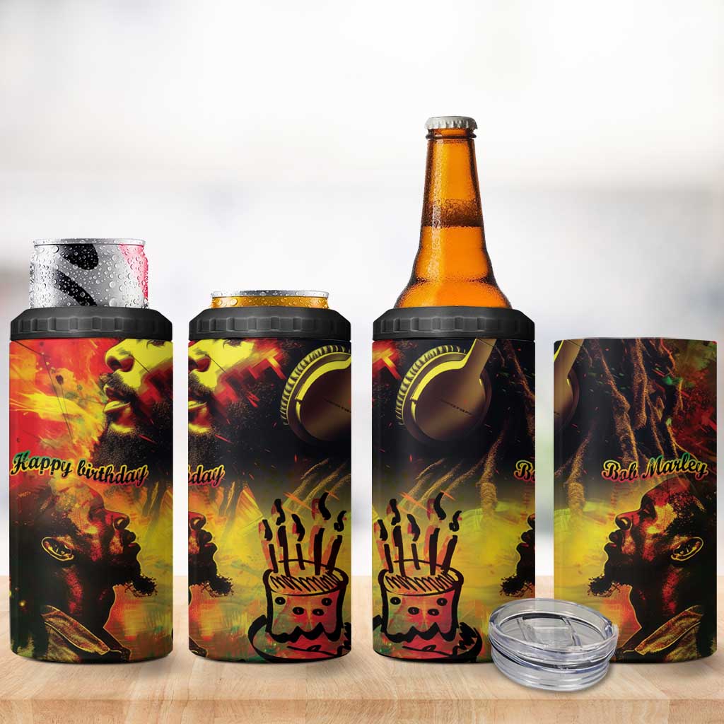 Happy Birthday King of Reggae 4 in 1 Can Cooler Tumbler
