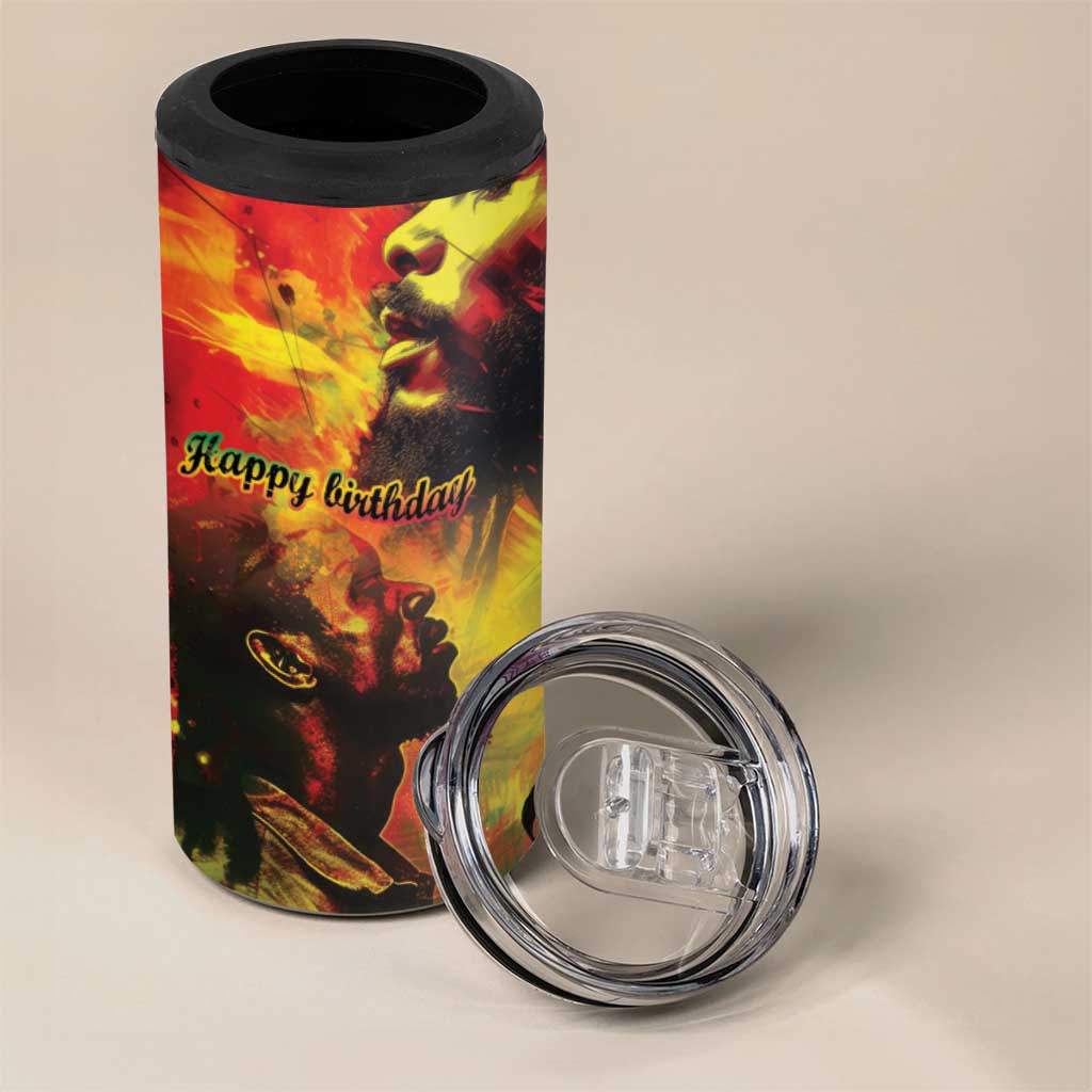 Happy Birthday King of Reggae 4 in 1 Can Cooler Tumbler
