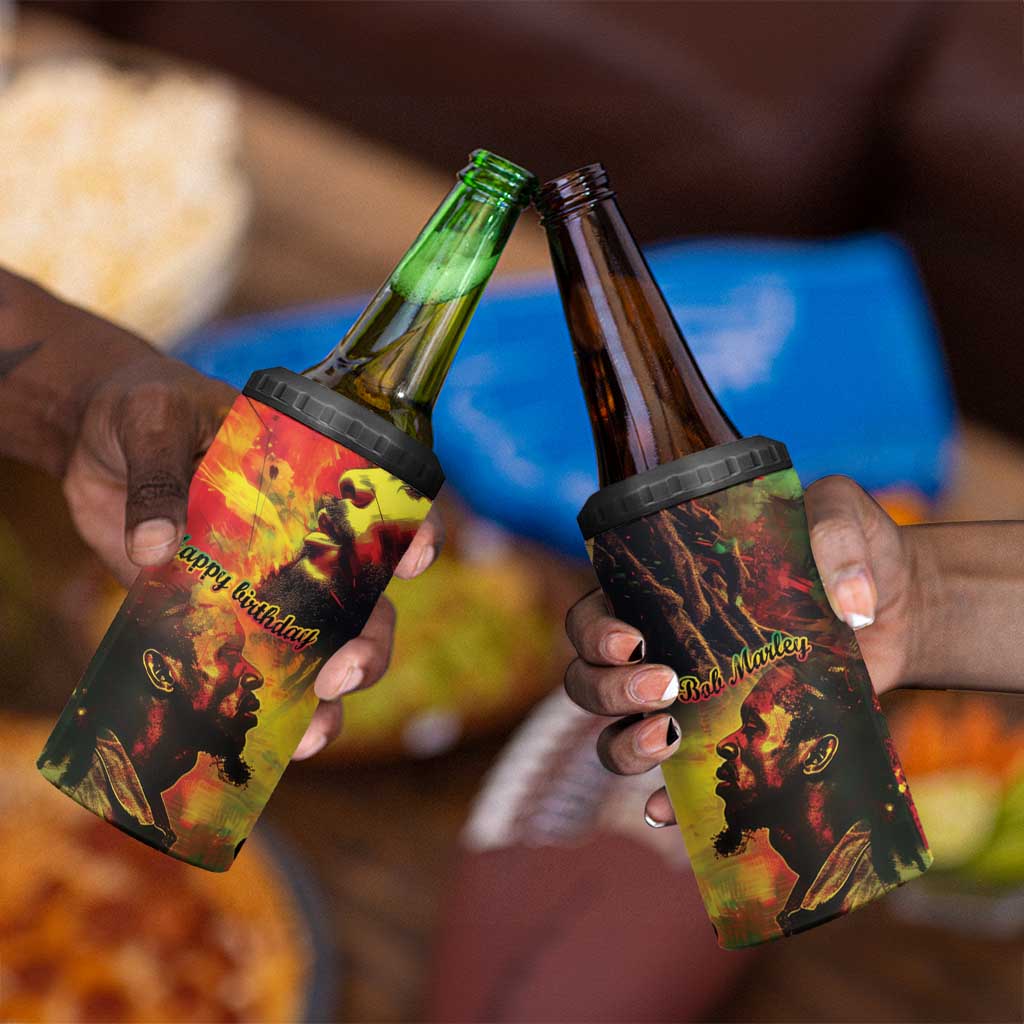 Happy Birthday King of Reggae 4 in 1 Can Cooler Tumbler