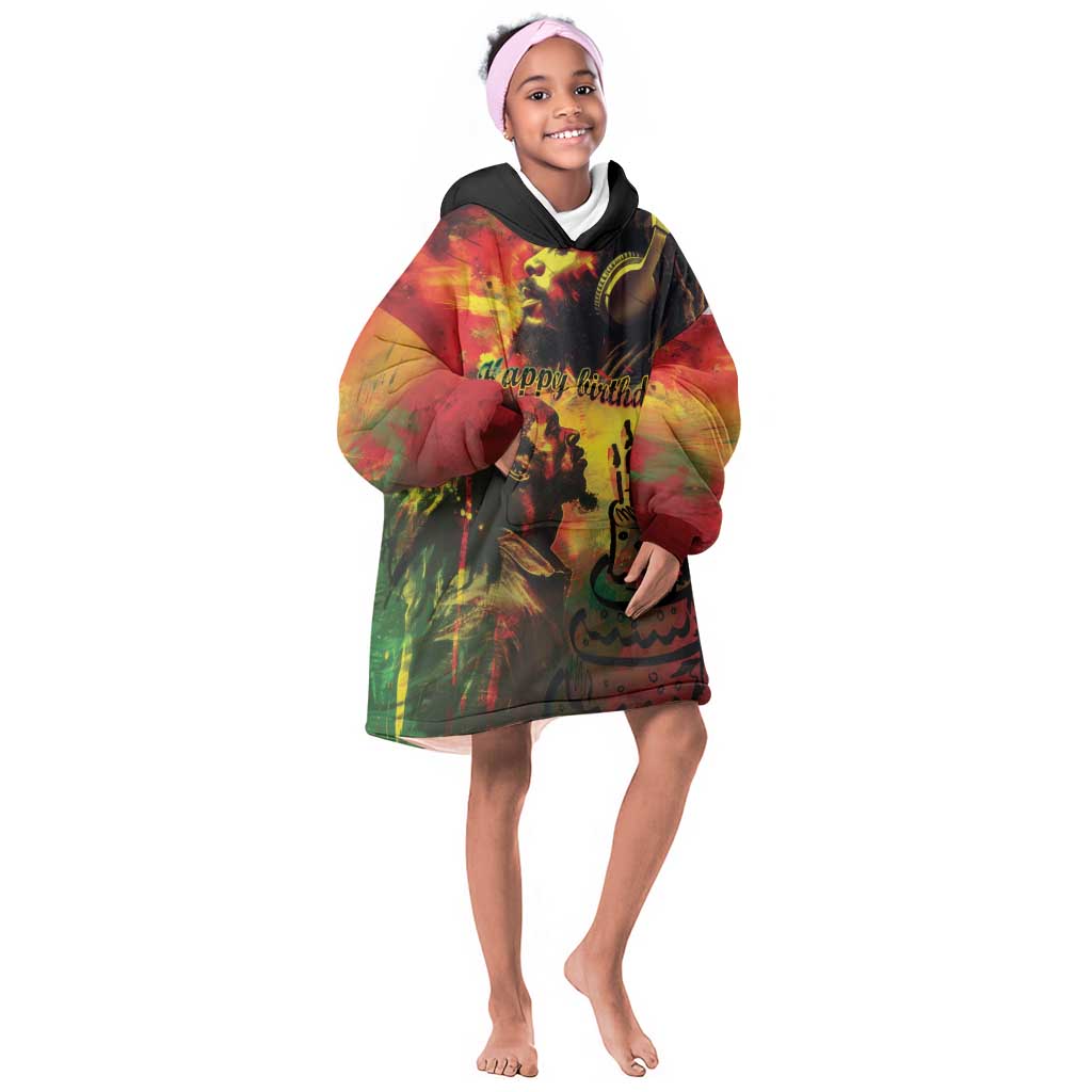 Happy Birthday King of Reggae Kid Wearable Blanket Hoodie