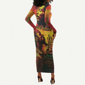 Happy Birthday King of Reggae Long Sleeve Bodycon Dress LT9