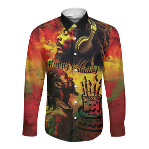 Happy Birthday King of Reggae Long Sleeve Button Shirt